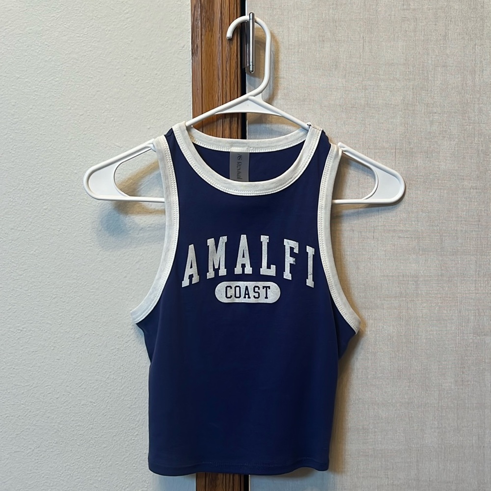 AS REVIVAL Amalfi Coast Cropped Tank Top - Navy